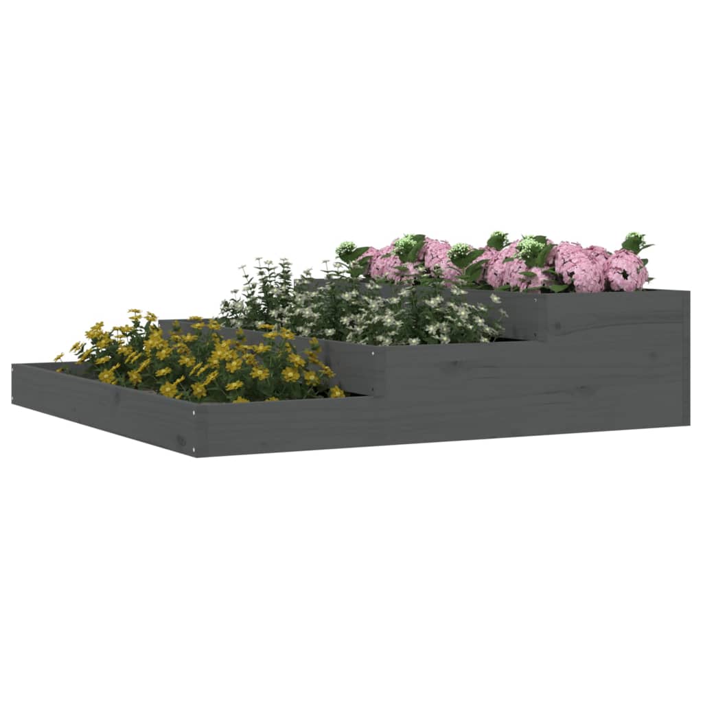 vidaXL Jardinieră, gri, 107x107x27 cm, lemn masiv de pin