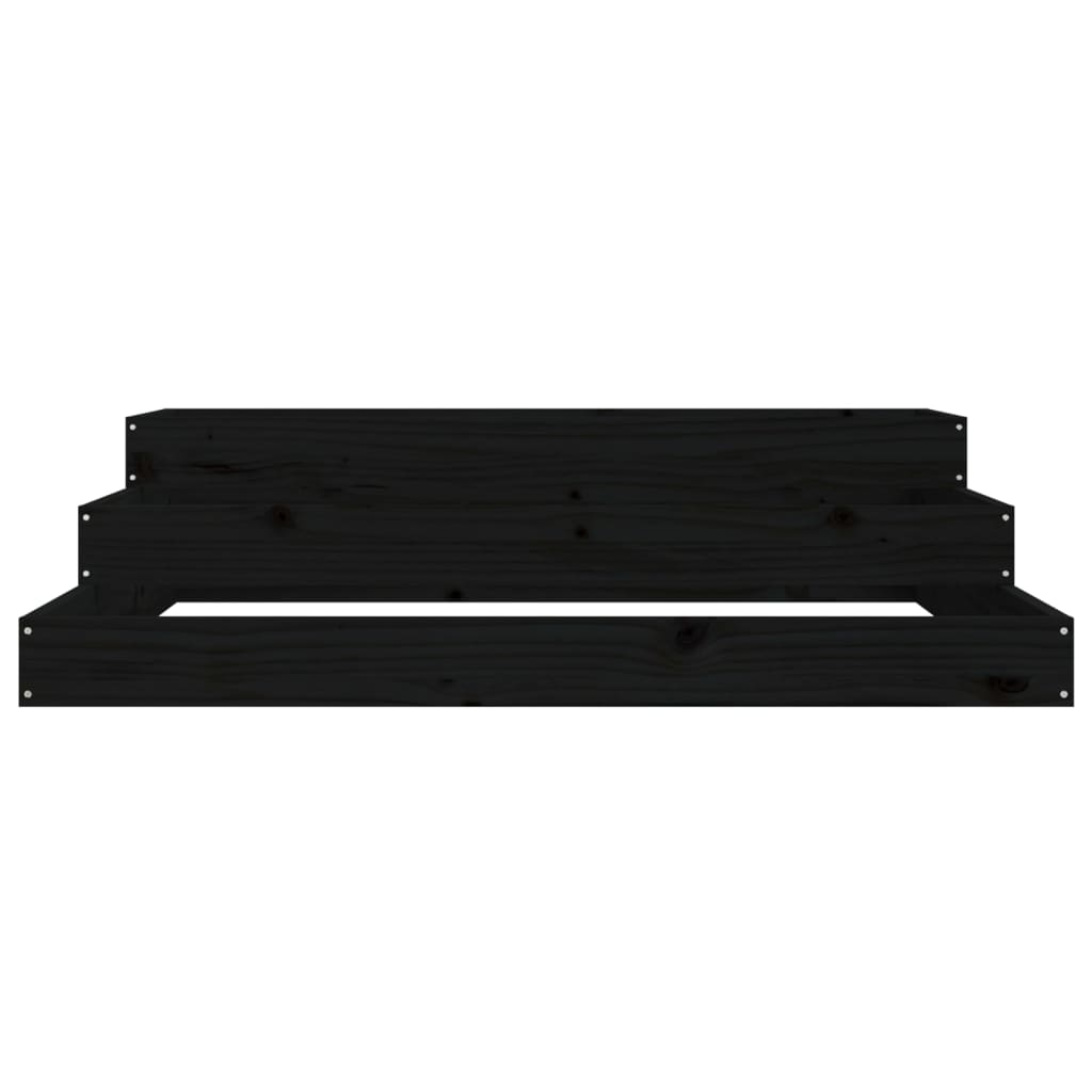 vidaXL Jardinieră, negru, 107x107x27 cm, lemn masiv de pin