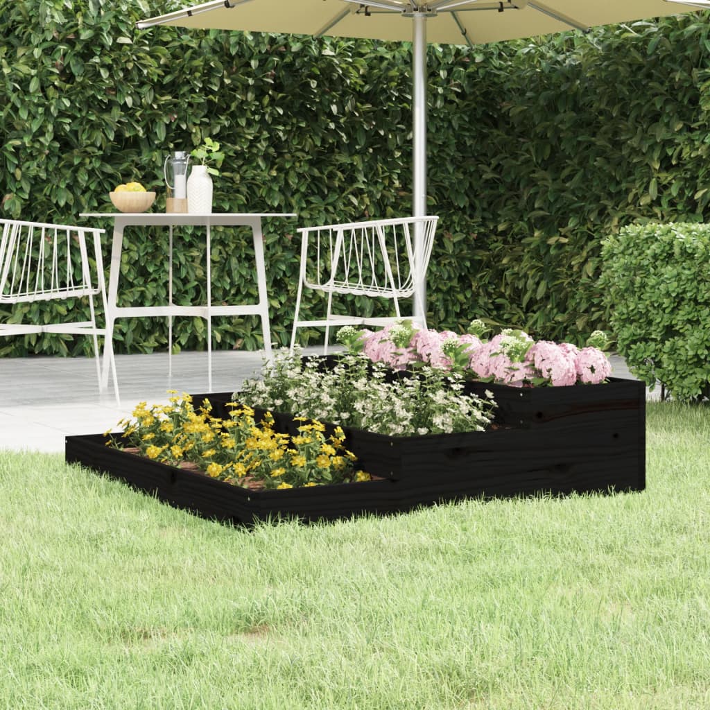 vidaXL Jardinieră, negru, 107x107x27 cm, lemn masiv de pin