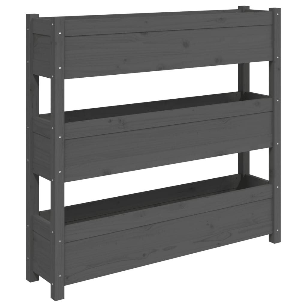 vidaXL Jardinieră, gri, 112x25x104,5 cm, lemn masiv de pin vidaXL Jardinieră, gri, 112x25x104,5 cm, lemn masiv de pin