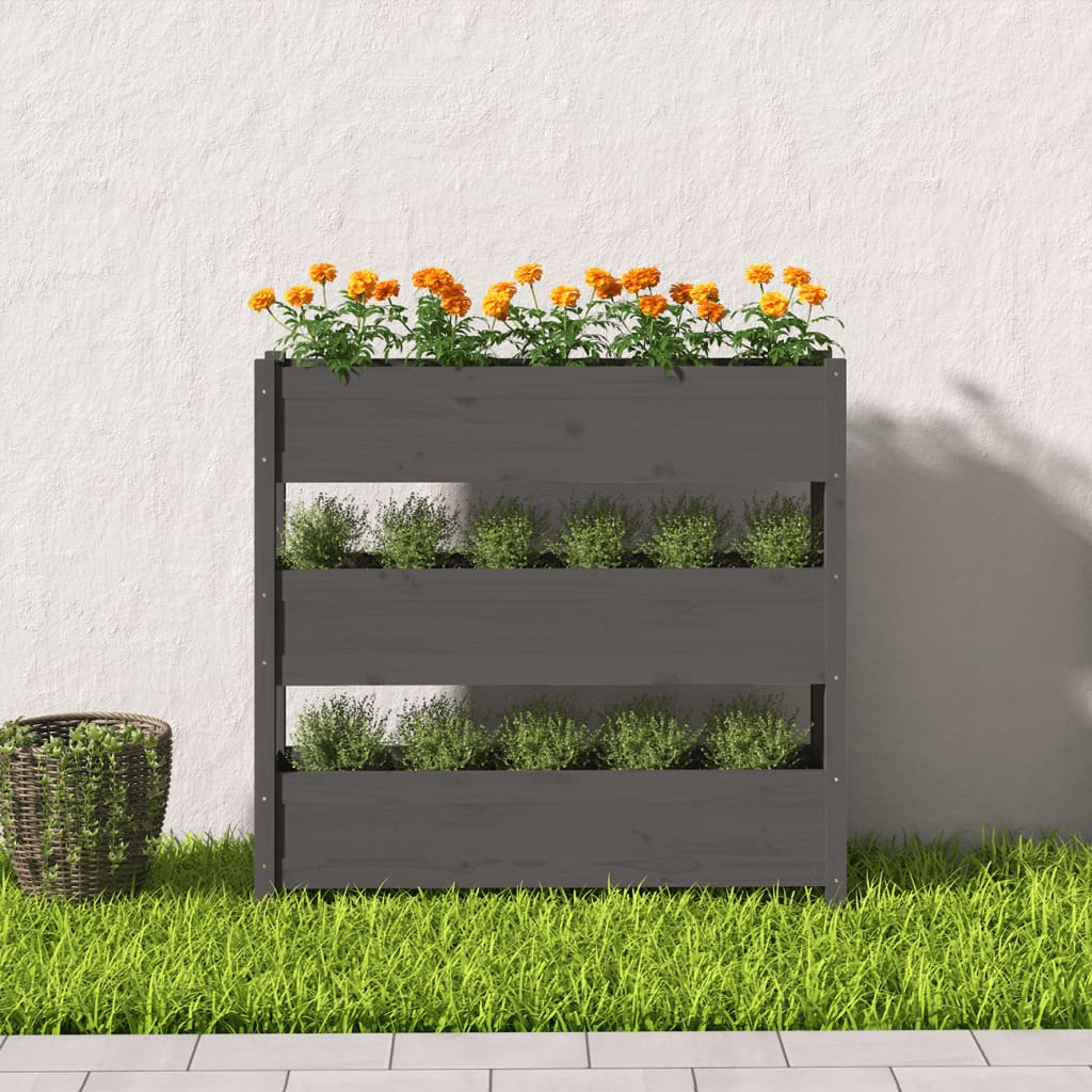 vidaXL Jardinieră, gri, 112x25x104,5 cm, lemn masiv de pin vidaXL Jardinieră, gri, 112x25x104,5 cm, lemn masiv de pin