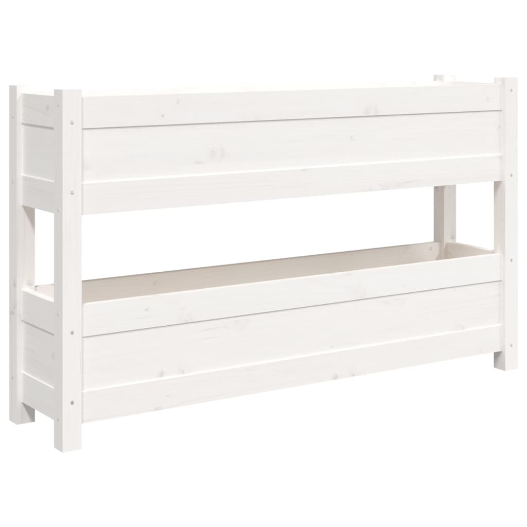vidaXL Jardinieră, alb, 112x25x66 cm, lemn masiv de pin