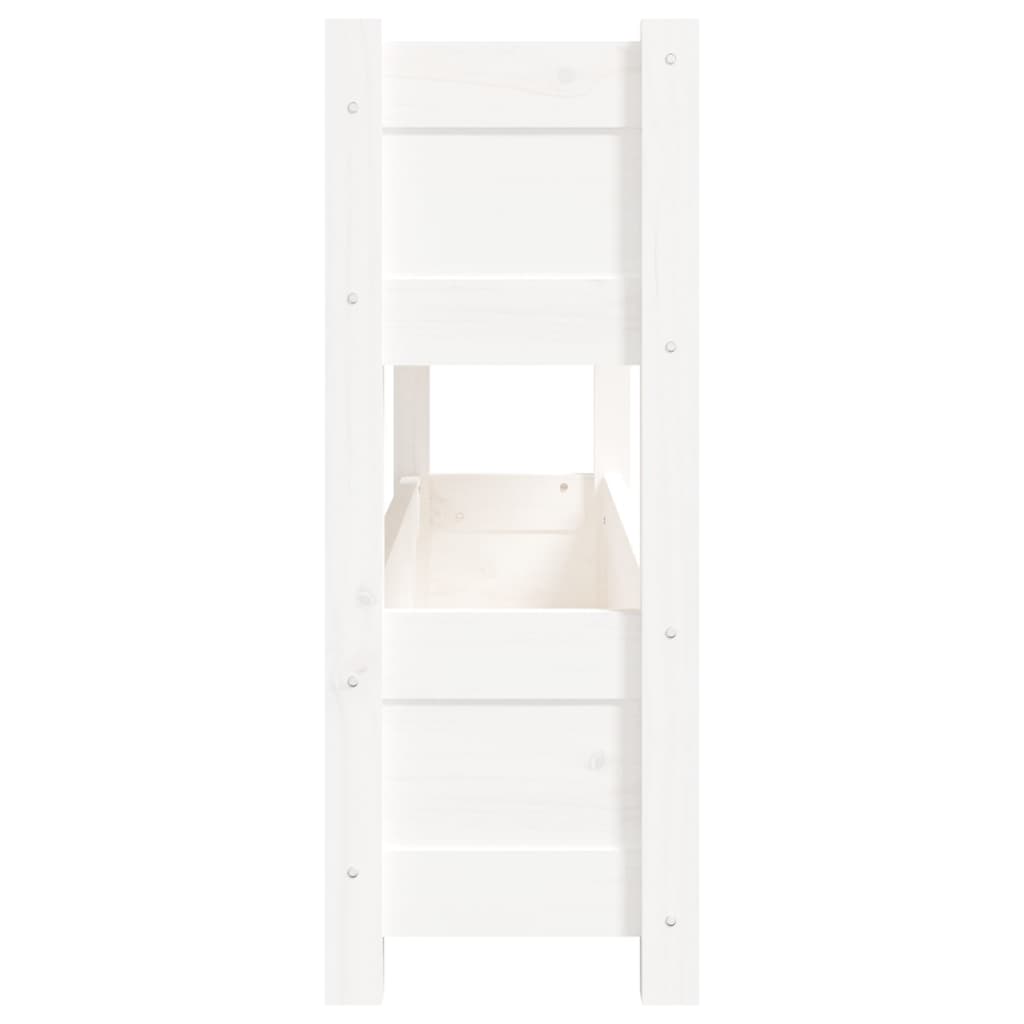vidaXL Jardinieră, alb, 112x25x66 cm, lemn masiv de pin