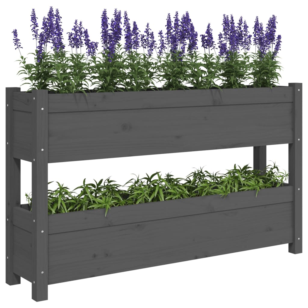 vidaXL Jardinieră, gri, 112x25x66 cm, lemn masiv de pin