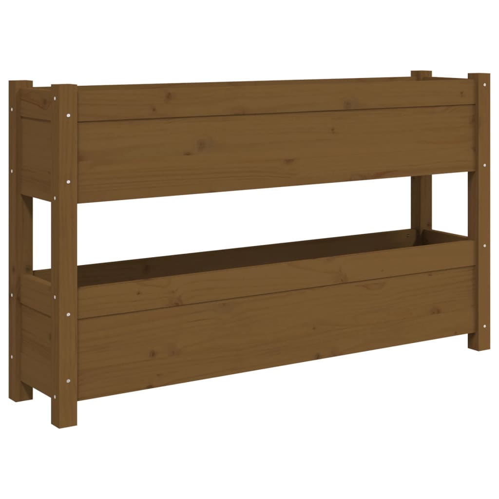 vidaXL Jardinieră, maro miere, 112x25x66 cm, lemn masiv de pin
