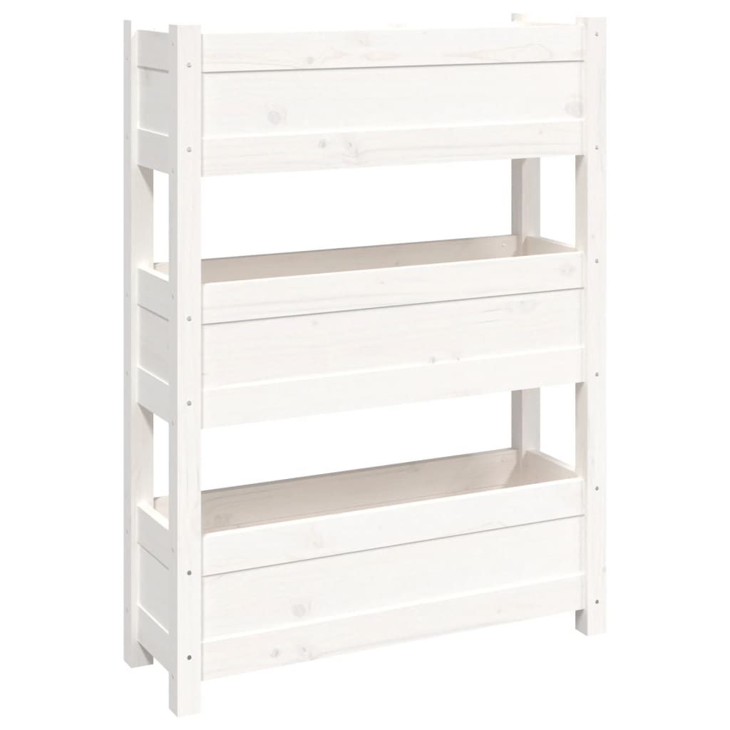 vidaXL Jardinieră, alb, 77 x 25 x 104,5 cm, lemn masiv de pin