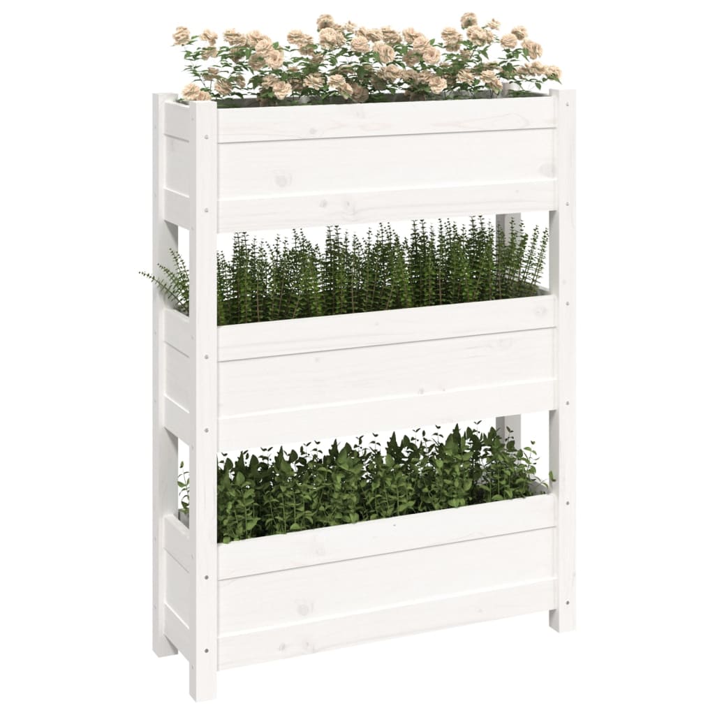 vidaXL Jardinieră, alb, 77 x 25 x 104,5 cm, lemn masiv de pin