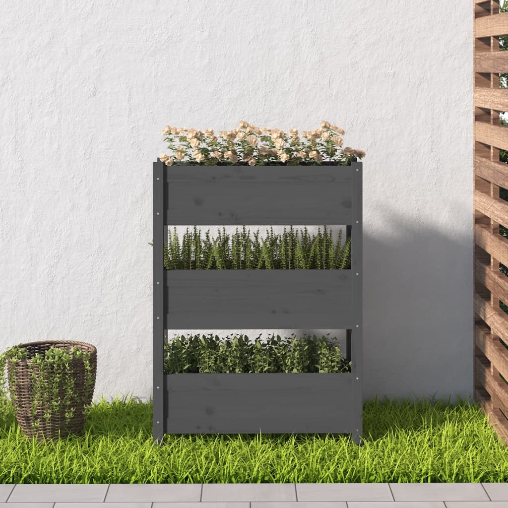 vidaXL Jardinieră, gri, 77 x 25 x 104,5 cm, lemn masiv de pin