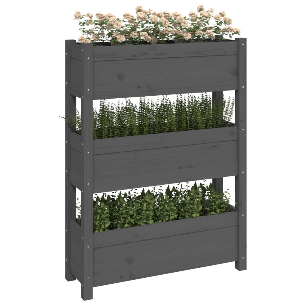 vidaXL Jardinieră, gri, 77 x 25 x 104,5 cm, lemn masiv de pin