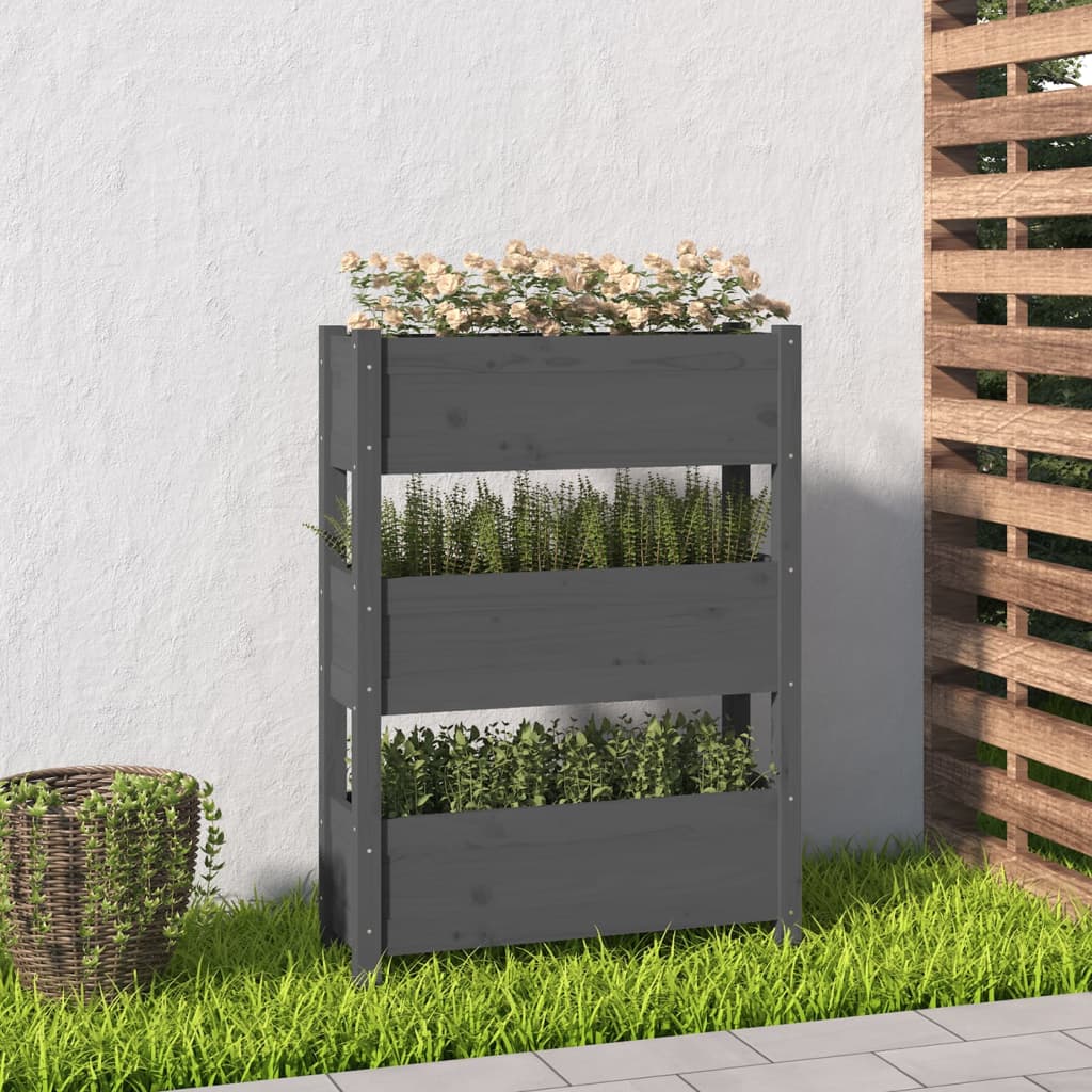 vidaXL Jardinieră, gri, 77 x 25 x 104,5 cm, lemn masiv de pin