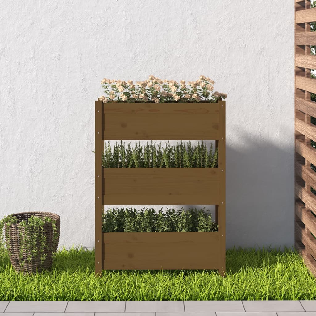 vidaXL Jardinieră, maro miere, 77 x 25 x 104,5 cm, lemn masiv de pin