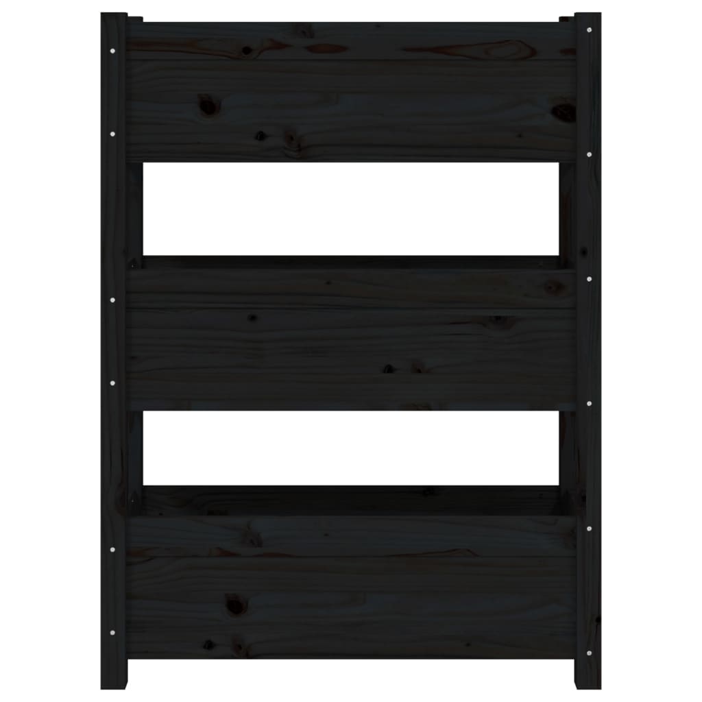 vidaXL Jardinieră, negru, 77 x 25 x 104,5 cm, lemn masiv de pin