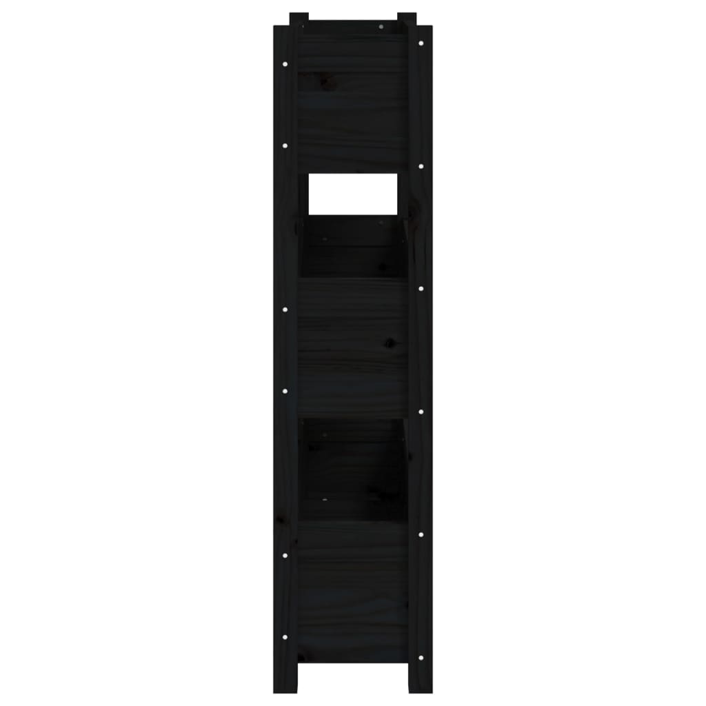 vidaXL Jardinieră, negru, 77 x 25 x 104,5 cm, lemn masiv de pin