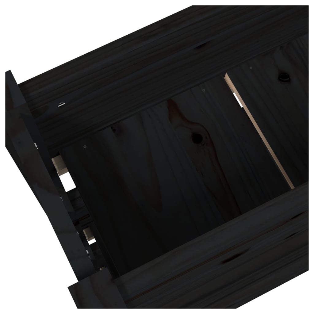 vidaXL Jardinieră, negru, 77 x 25 x 104,5 cm, lemn masiv de pin