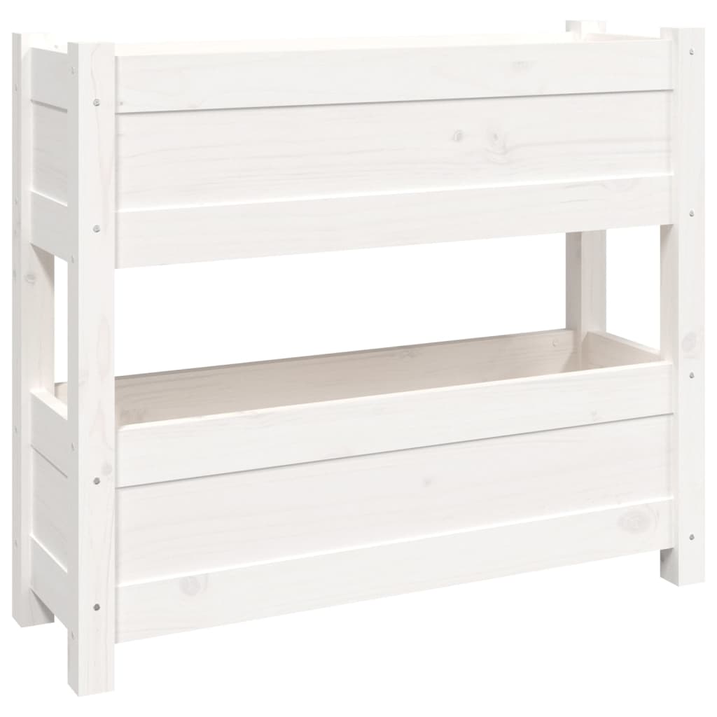 vidaXL Jardinieră, alb, 77x25x66 cm, lemn masiv de pin