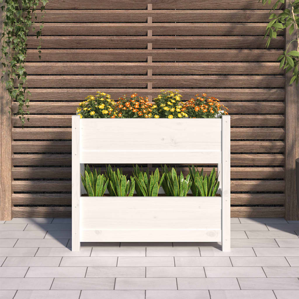 vidaXL Jardinieră, alb, 77x25x66 cm, lemn masiv de pin