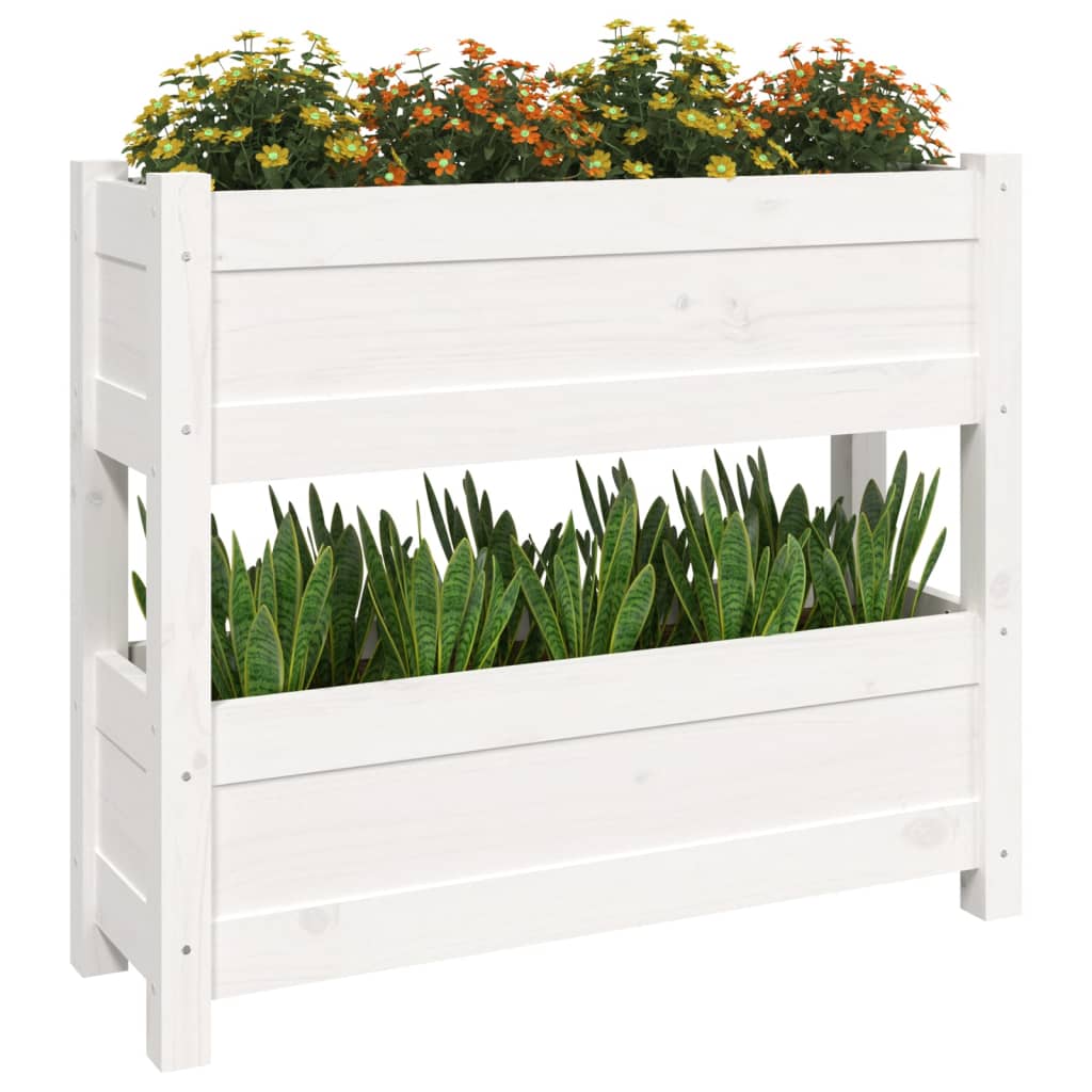 vidaXL Jardinieră, alb, 77x25x66 cm, lemn masiv de pin