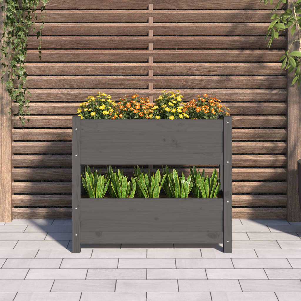 vidaXL Jardinieră, gri, 77x25x66 cm, lemn masiv de pin