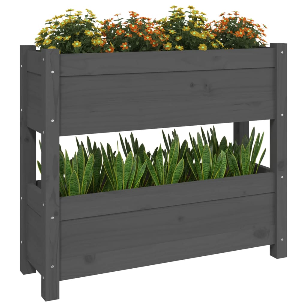 vidaXL Jardinieră, gri, 77x25x66 cm, lemn masiv de pin