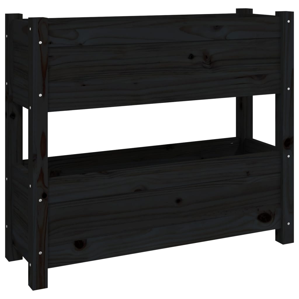 vidaXL Jardinieră, negru, 77x25x66 cm, lemn masiv de pin