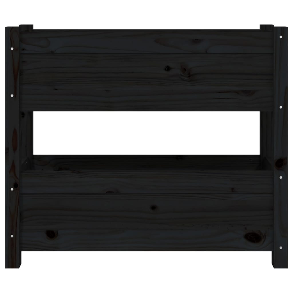 vidaXL Jardinieră, negru, 77x25x66 cm, lemn masiv de pin