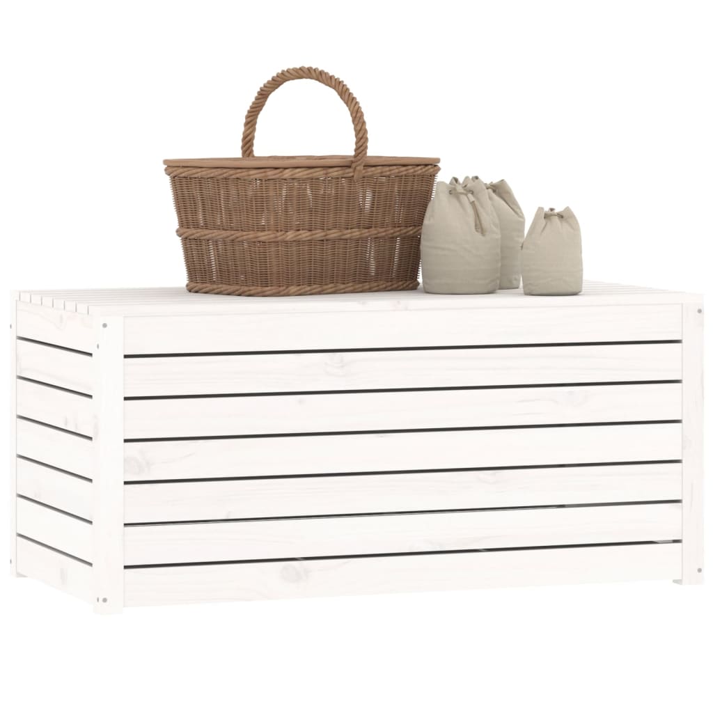 vidaXL Ladă depozitare grădină, alb, 101x50,5x46,5cm, lemn masiv pin vidaXL Ladă depozitare grădină, alb, 101x50,5x46,5cm, lemn masiv pin