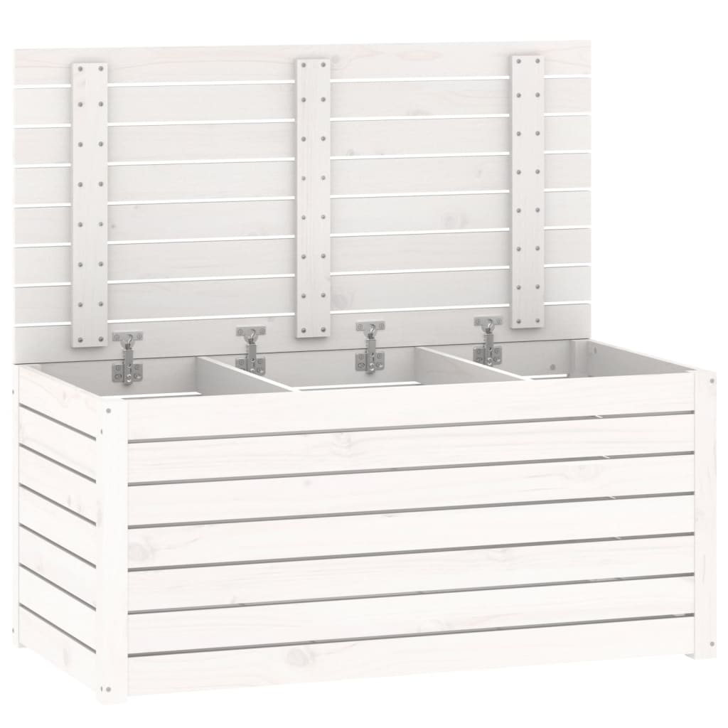 vidaXL Ladă depozitare grădină, alb, 101x50,5x46,5cm, lemn masiv pin vidaXL Ladă depozitare grădină, alb, 101x50,5x46,5cm, lemn masiv pin