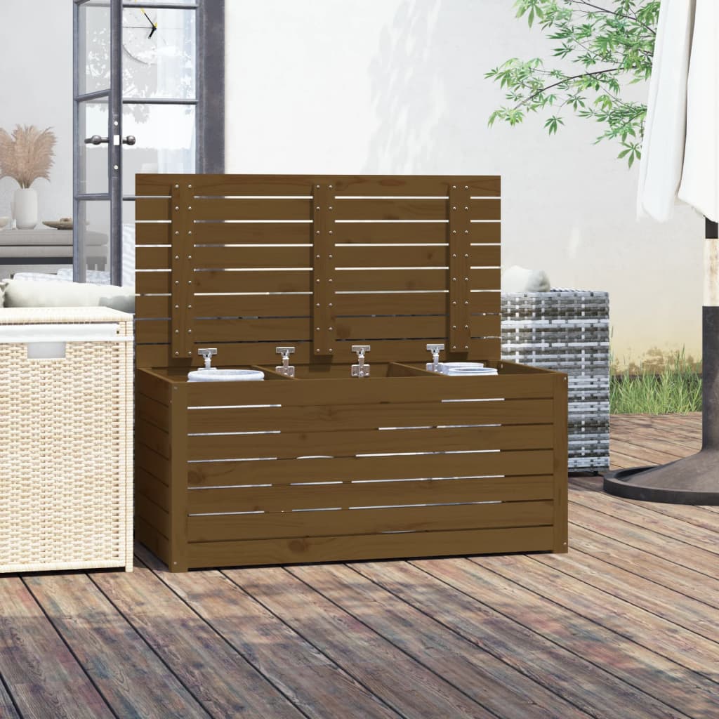 vidaXL Ladă depozitare grădină, maro, 101x50,5x46,5cm, lemn masiv pin vidaXL Ladă depozitare grădină, maro, 101x50,5x46,5cm, lemn masiv pin