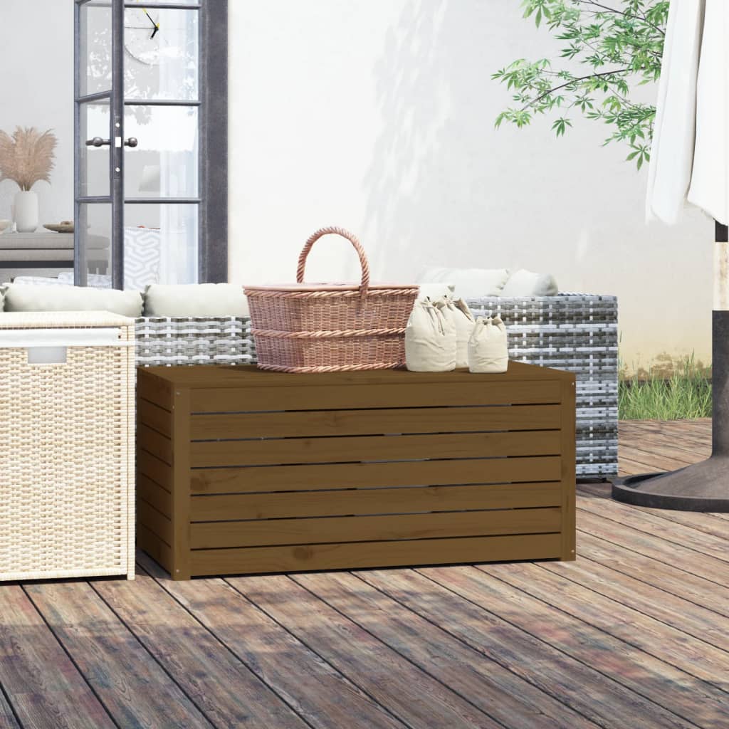 vidaXL Ladă depozitare grădină, maro, 101x50,5x46,5cm, lemn masiv pin vidaXL Ladă depozitare grădină, maro, 101x50,5x46,5cm, lemn masiv pin