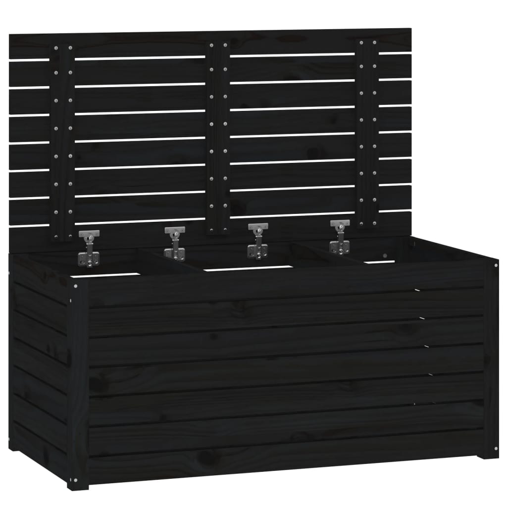 vidaXL Ladă depozitare grădină, negru, 101x50,5x46,5cm, lemn masiv pin vidaXL Ladă depozitare grădină, negru, 101x50,5x46,5cm, lemn masiv pin