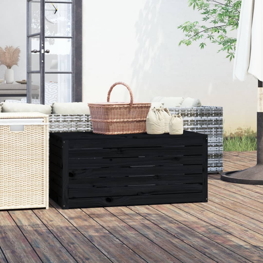 vidaXL Ladă depozitare grădină, negru, 101x50,5x46,5cm, lemn masiv pin vidaXL Ladă depozitare grădină, negru, 101x50,5x46,5cm, lemn masiv pin