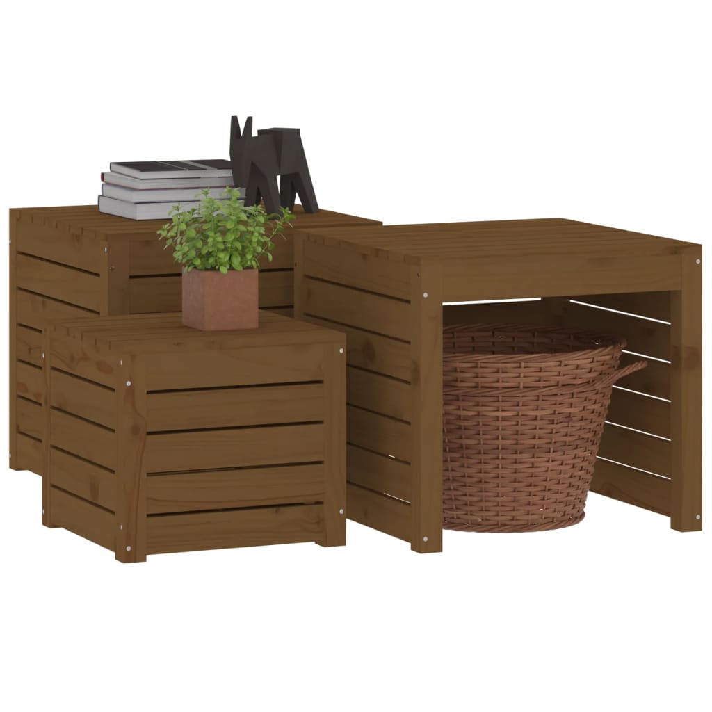 vidaXL Set mobilier de bar, 3 piese, maro miere, lemn masiv de pin vidaXL Set mobilier de bar, 3 piese, maro miere, lemn masiv de pin