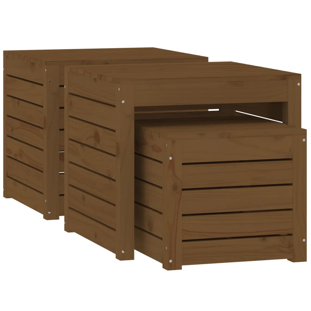 vidaXL Set mobilier de bar, 3 piese, maro miere, lemn masiv de pin vidaXL Set mobilier de bar, 3 piese, maro miere, lemn masiv de pin