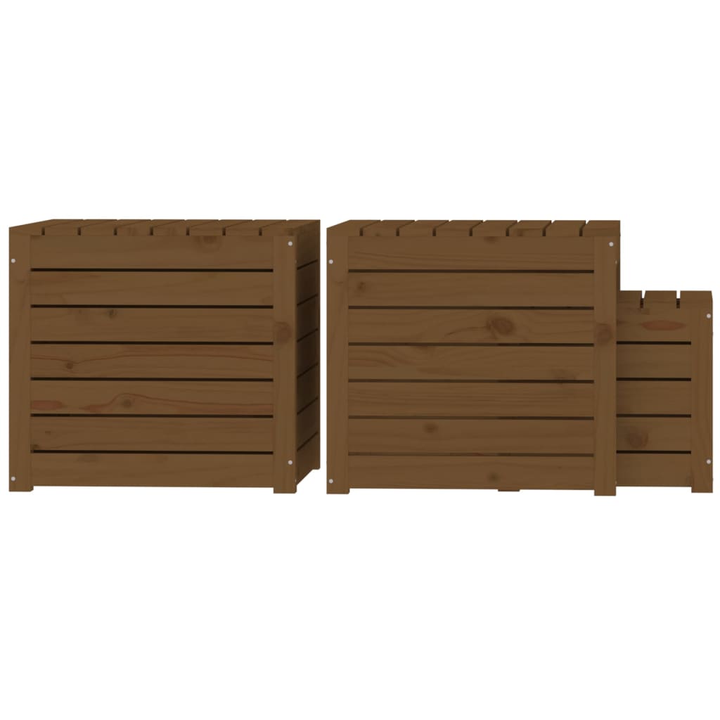 vidaXL Set mobilier de bar, 3 piese, maro miere, lemn masiv de pin vidaXL Set mobilier de bar, 3 piese, maro miere, lemn masiv de pin