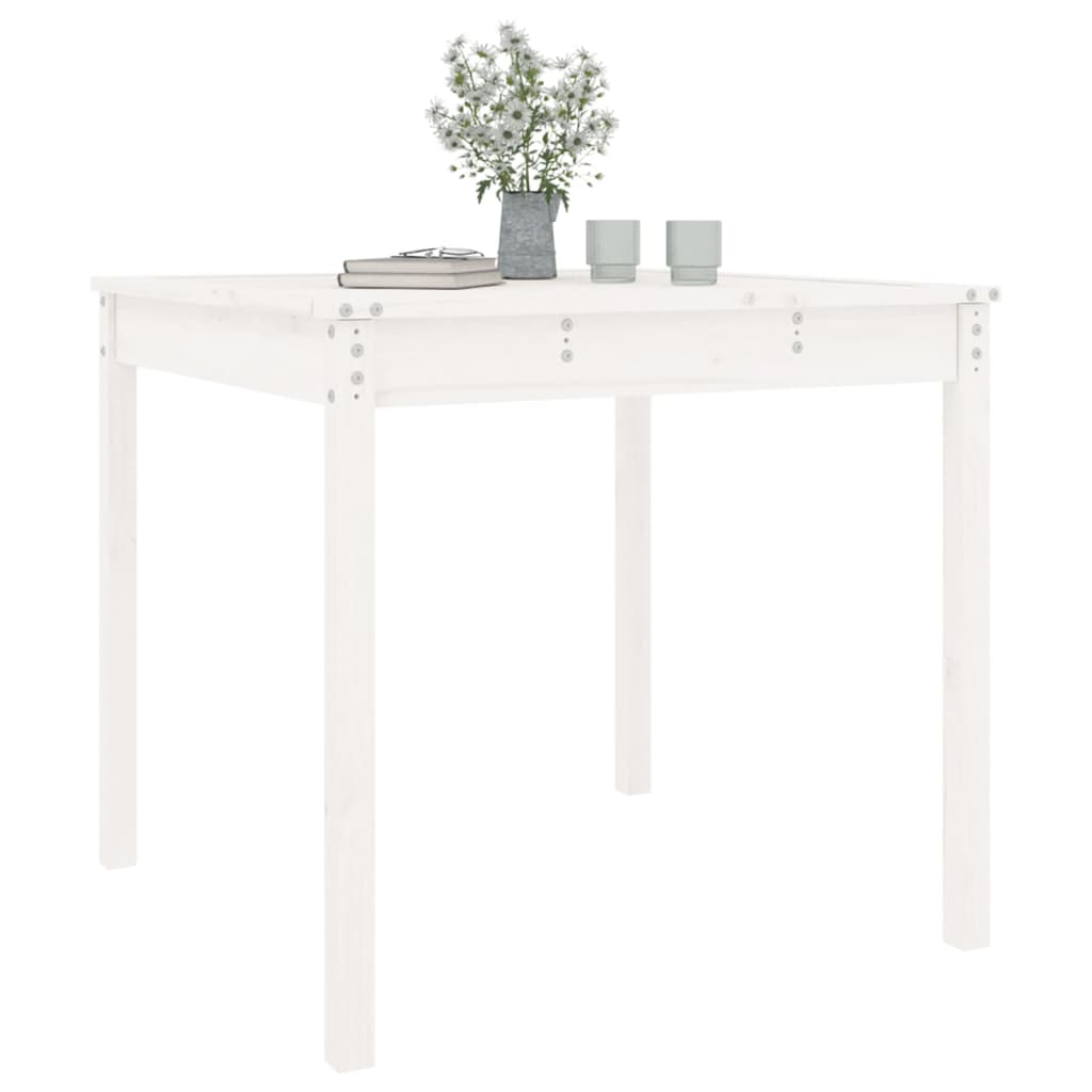 vidaXL Măsuță de grădină, alb, 82,5x82,5x76 cm, lemn masiv de pin