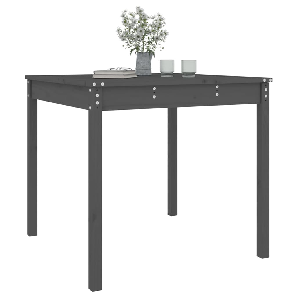 vidaXL Măsuță de grădină, gri, 82,5x82,5x76 cm, lemn masiv de pin