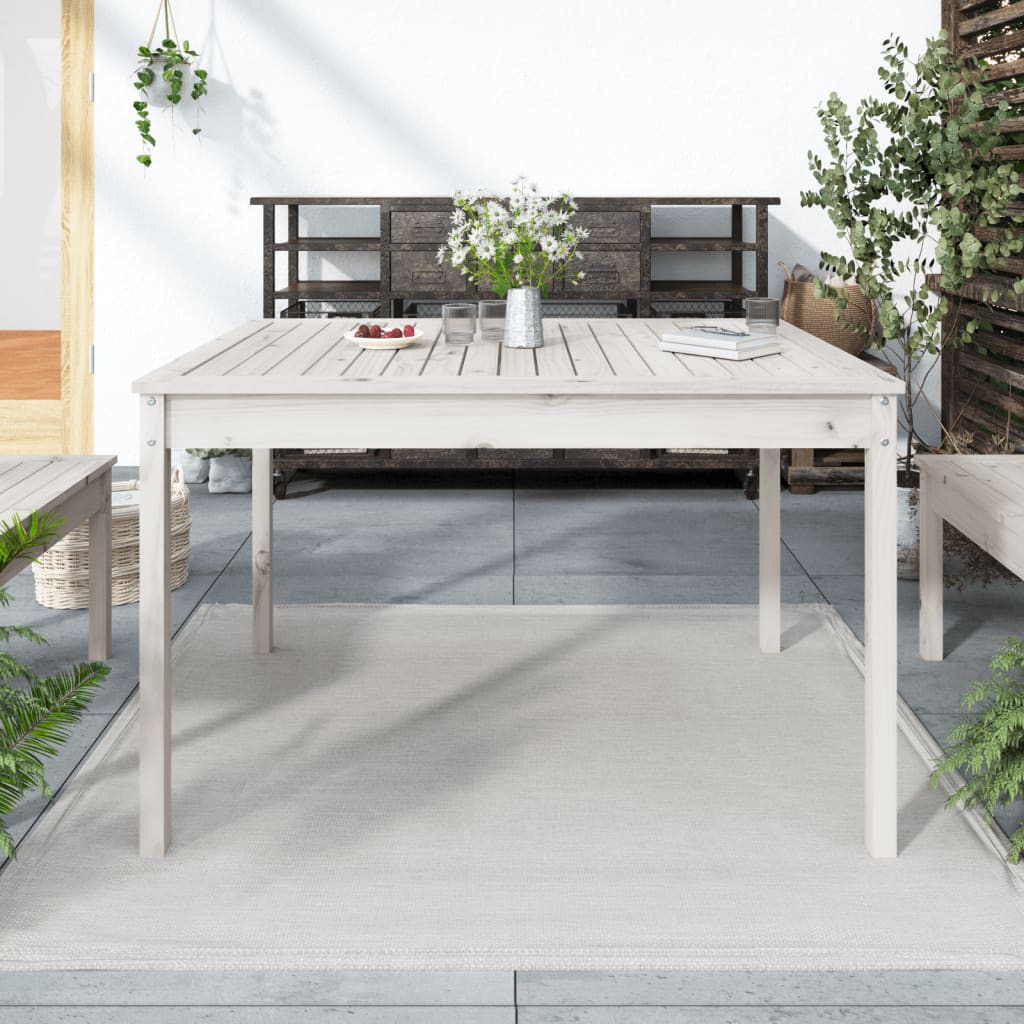vidaXL Măsuță de grădină, alb, 121x82,5x76 cm, lemn masiv de pin vidaXL Măsuță de grădină, alb, 121x82,5x76 cm, lemn masiv de pin
