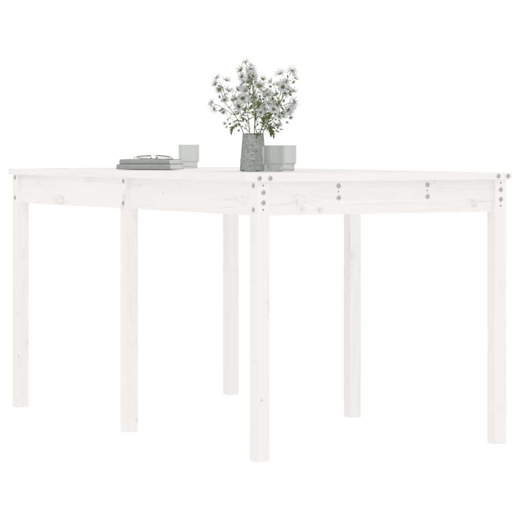 vidaXL Măsuță de grădină, alb, 159,5x82,5x76 cm, lemn masiv de pin