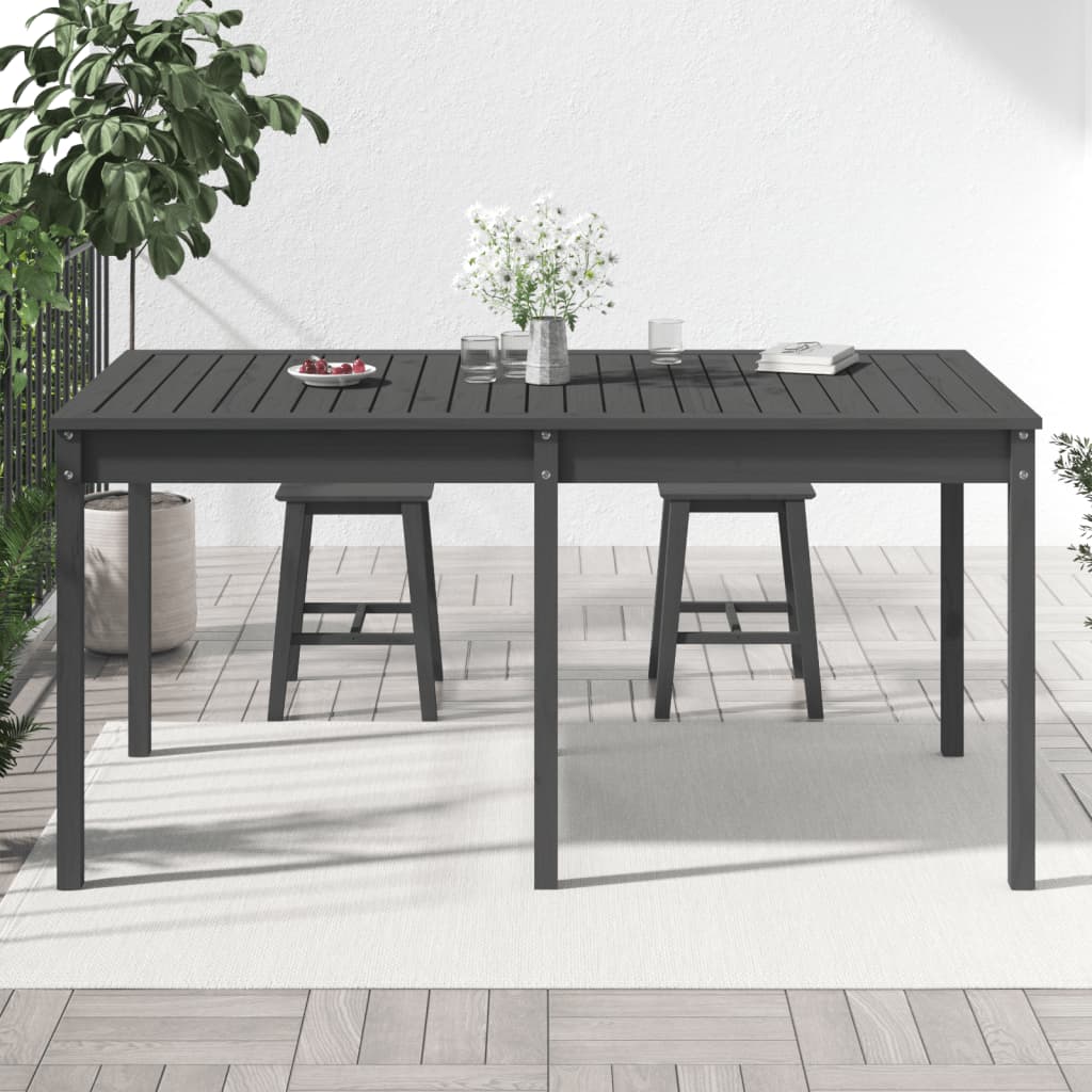 vidaXL Măsuță de grădină, gri, 159,5x82,5x76 cm, lemn masiv de pin