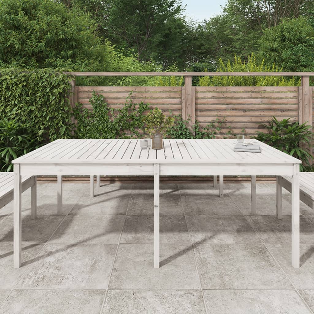 vidaXL Măsuță de grădină, alb, 203,5x100x76 cm, lemn masiv de pin vidaXL Măsuță de grădină, alb, 203,5x100x76 cm, lemn masiv de pin