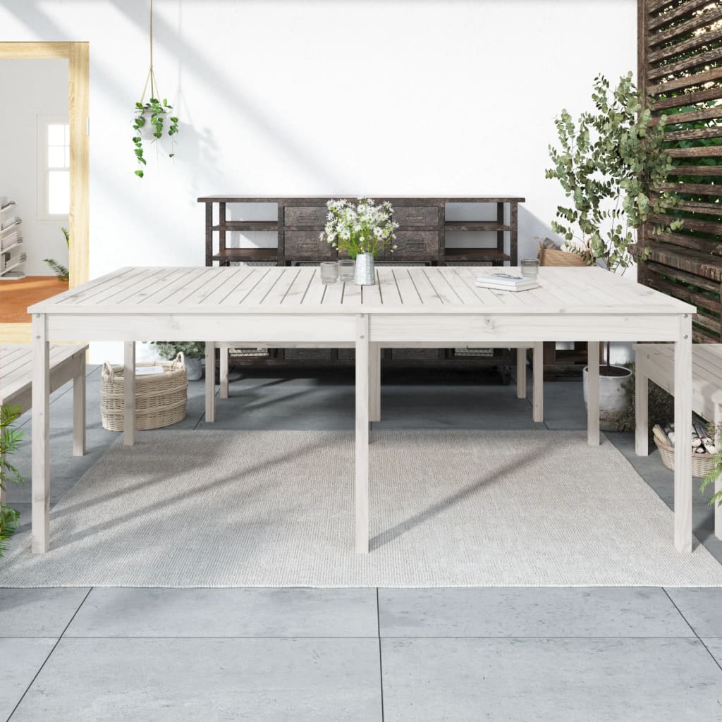 vidaXL Măsuță de grădină, alb, 203,5x100x76 cm, lemn masiv de pin vidaXL Măsuță de grădină, alb, 203,5x100x76 cm, lemn masiv de pin
