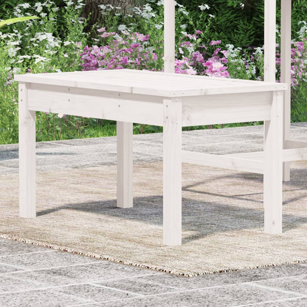 vidaXL Bancă de grădină, alb, 80x44x45 cm, lemn masiv de pin