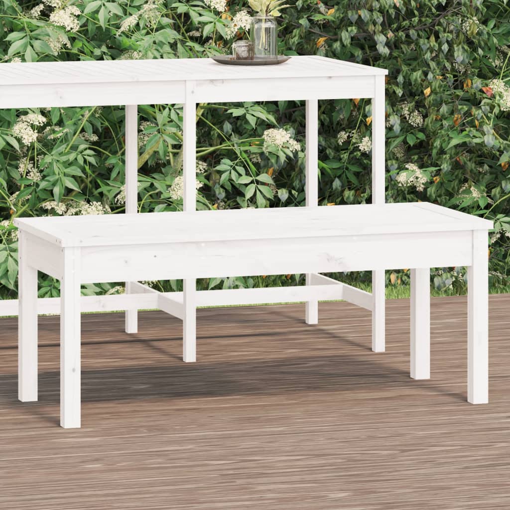 vidaXL Bancă de grădină, alb, 109x44x45 cm, lemn masiv de pin vidaXL Bancă de grădină, alb, 109x44x45 cm, lemn masiv de pin