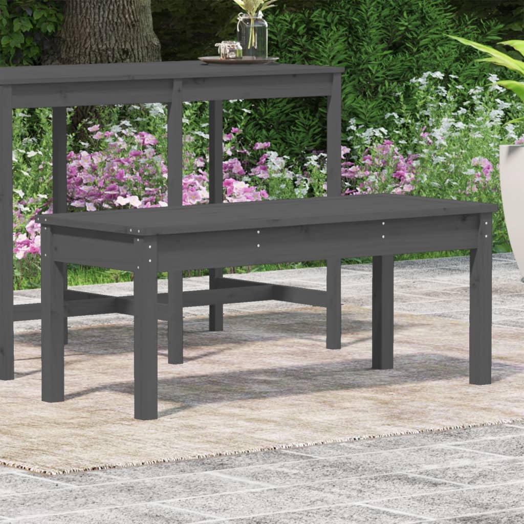 vidaXL Bancă de grădină, gri, 109x44x45 cm, lemn masiv de pin