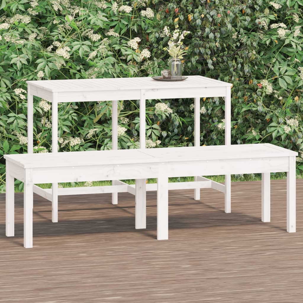 vidaXL Bancă grădină 2 locuri, alb, 159,5x44x45 cm, lemn masiv de pin vidaXL Bancă grădină 2 locuri, alb, 159,5x44x45 cm, lemn masiv de pin