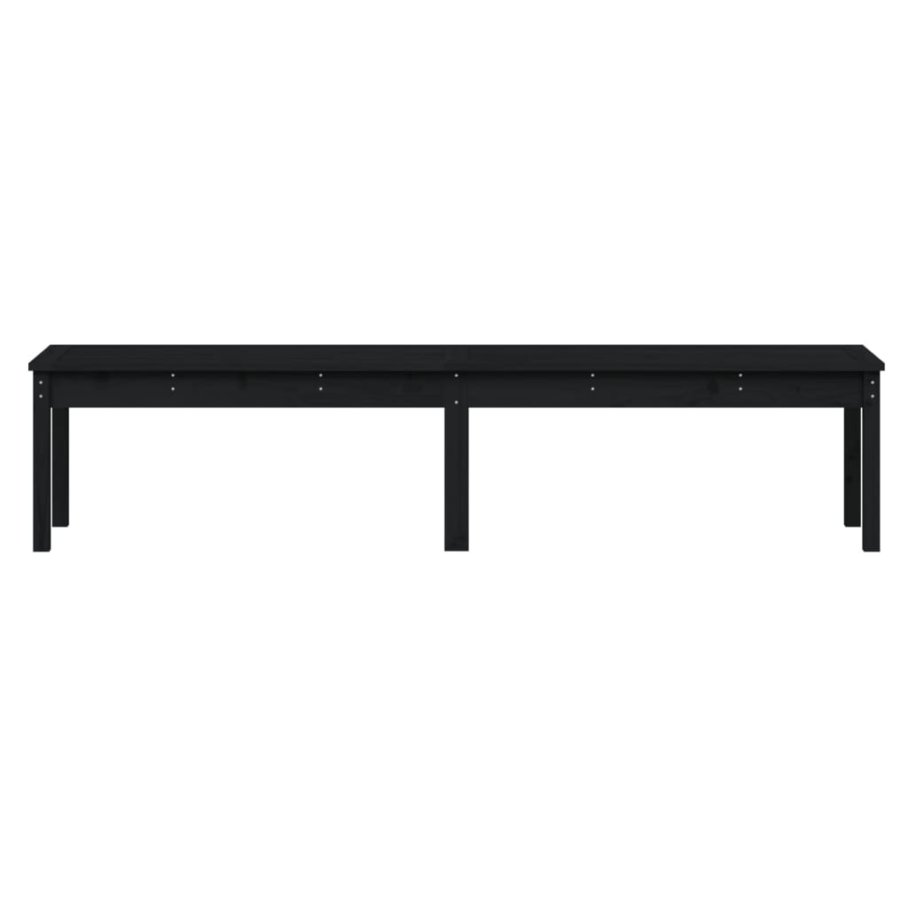 vidaXL Bancă grădină 2 locuri, negru, 203,5x44x45cm, lemn masiv de pin