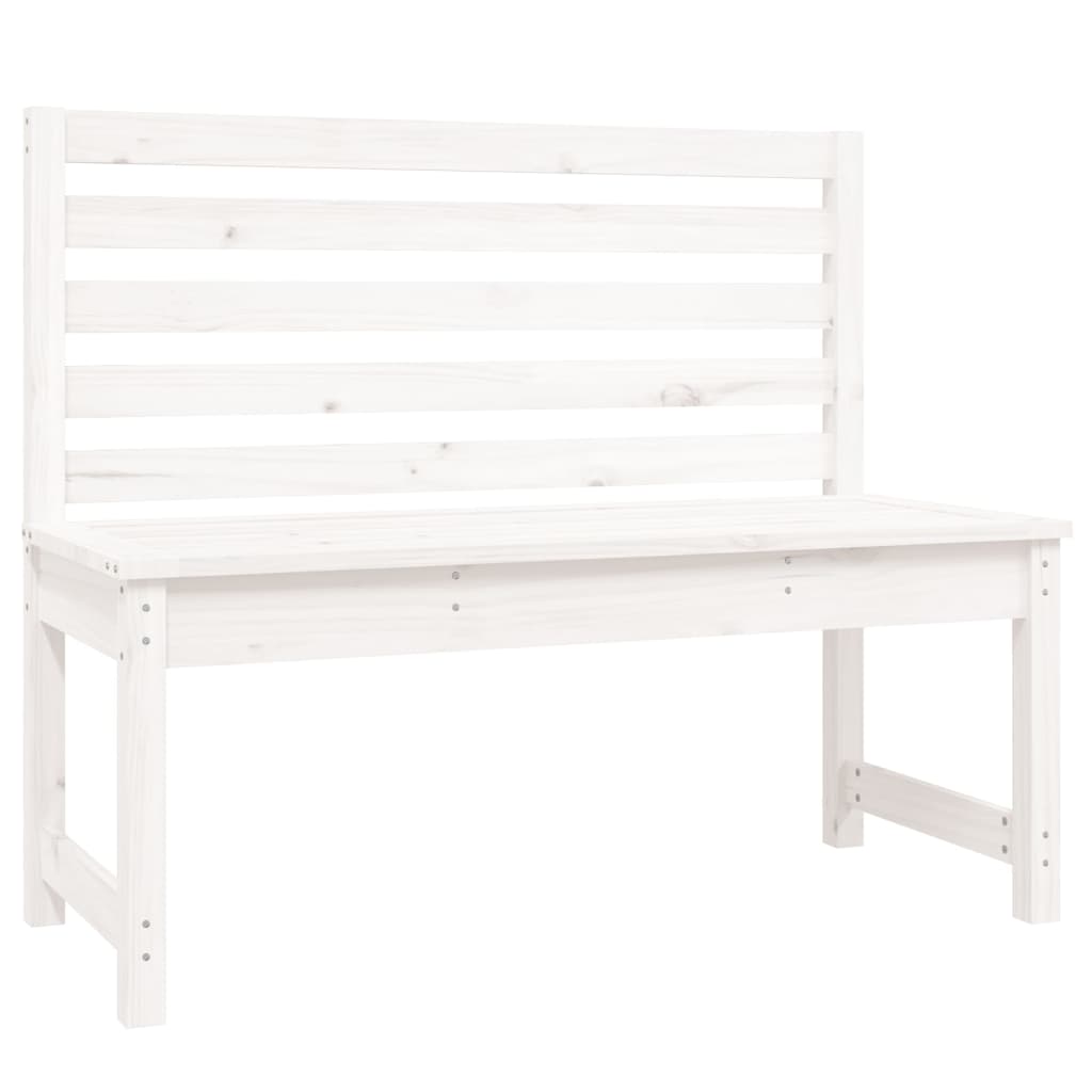 vidaXL Bancă de grădină, alb, 109 cm, lemn masiv de pin