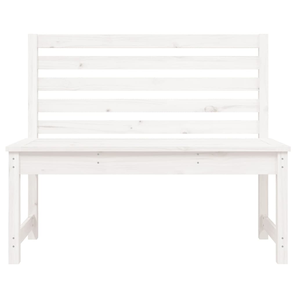 vidaXL Bancă de grădină, alb, 109 cm, lemn masiv de pin