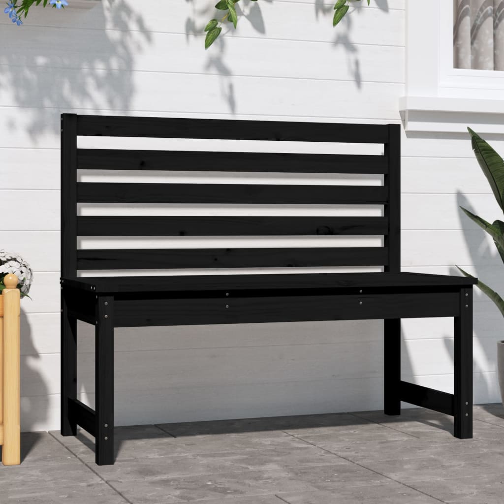 vidaXL Bancă de grădină, negru, 109 cm, lemn masiv de pin vidaXL Bancă de grădină, negru, 109 cm, lemn masiv de pin