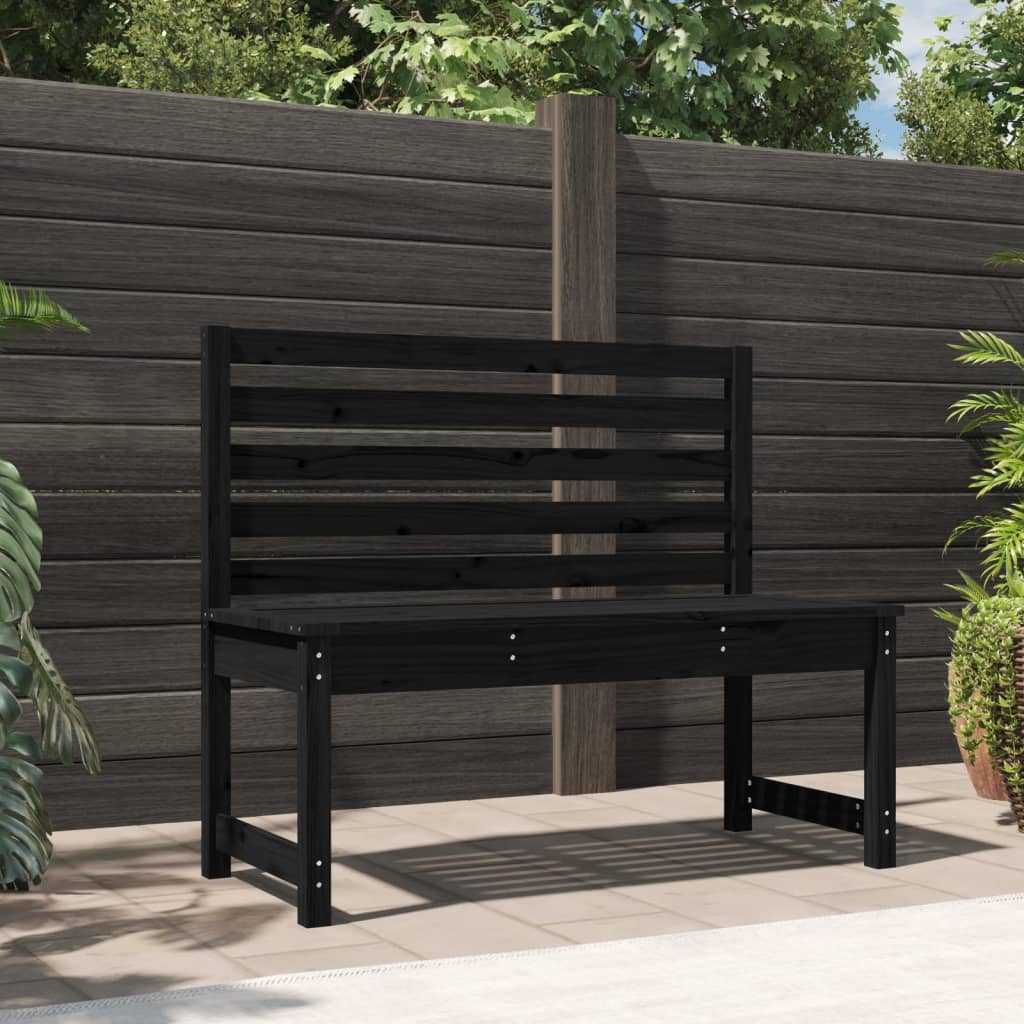 vidaXL Bancă de grădină, negru, 109 cm, lemn masiv de pin vidaXL Bancă de grădină, negru, 109 cm, lemn masiv de pin
